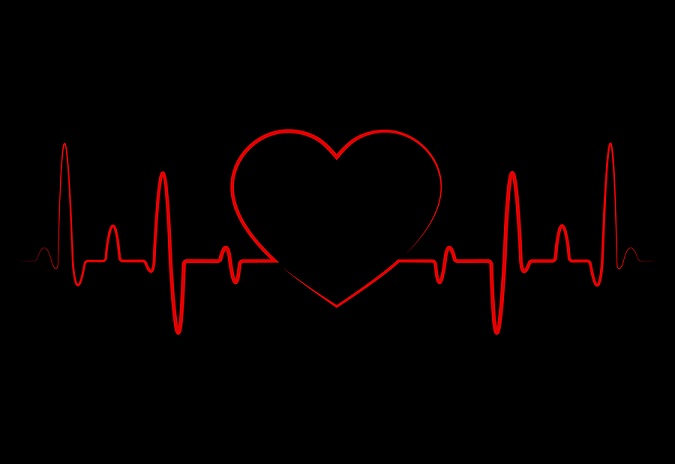 Illustration of heart with heartbeat line